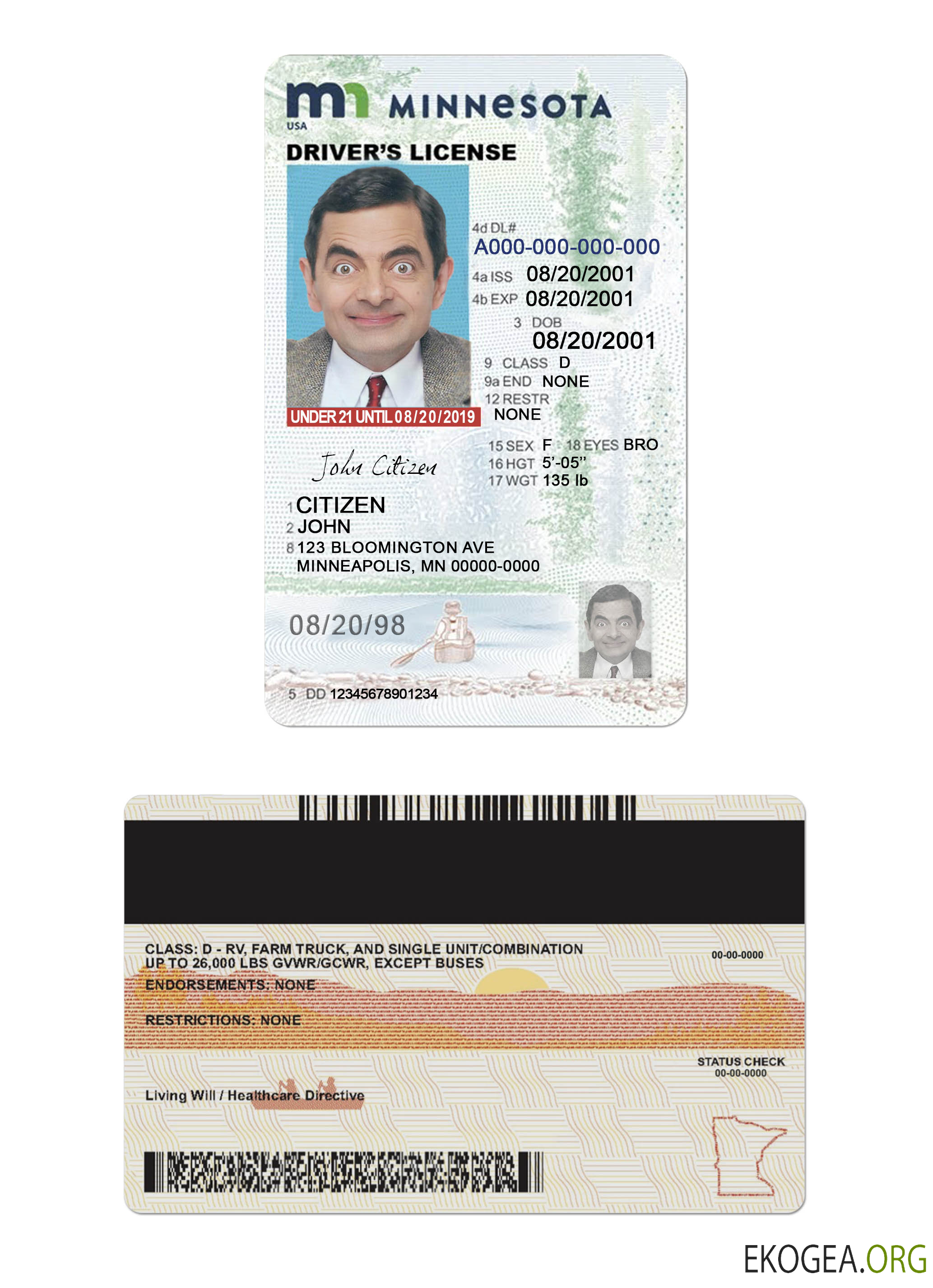 USA Minnesota driving license under 21